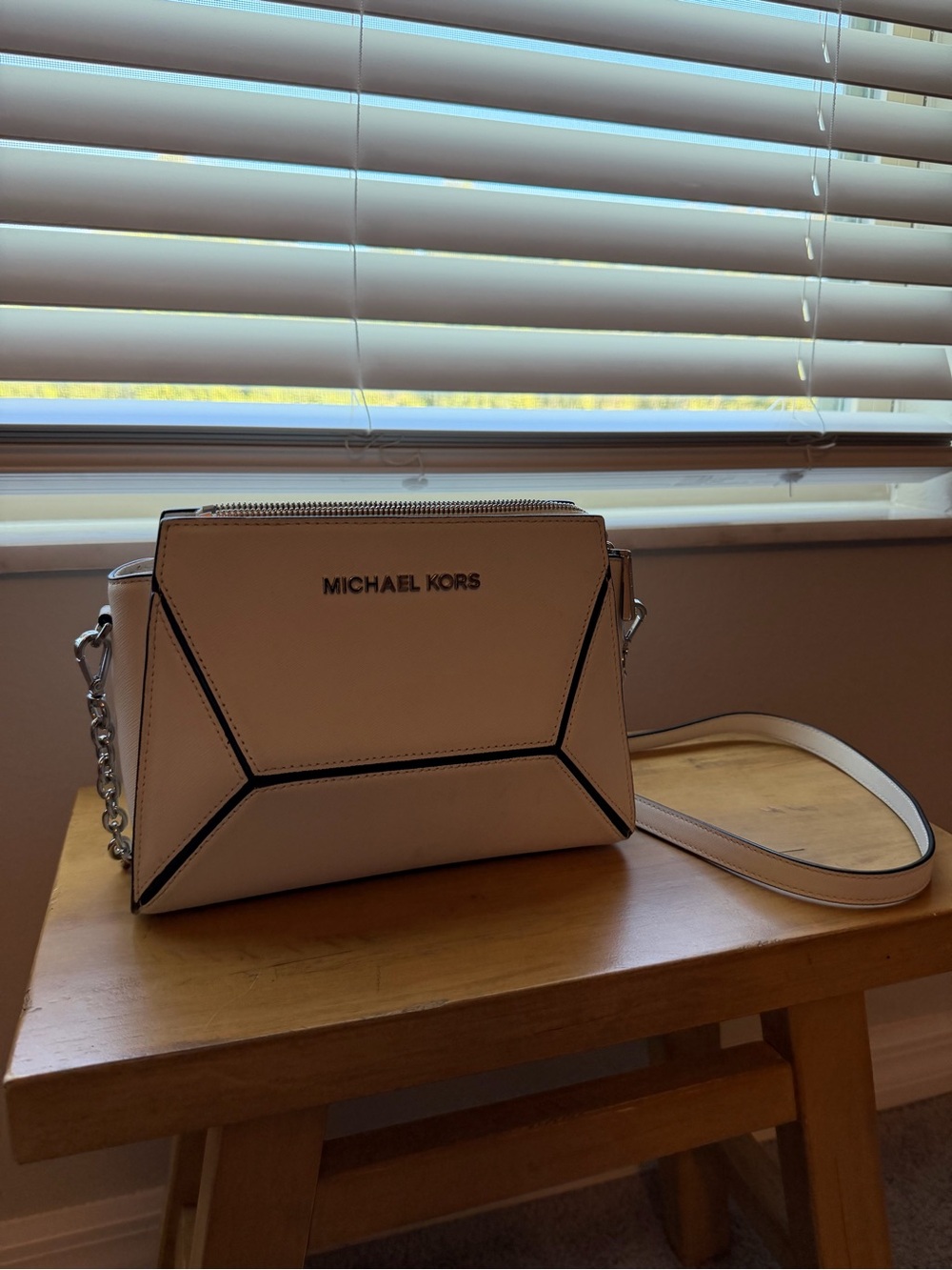 Michael Kors White Geometric Crossbody Bag